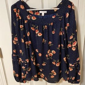 LC Lauren Conrad x Rose print Peasant Top Large